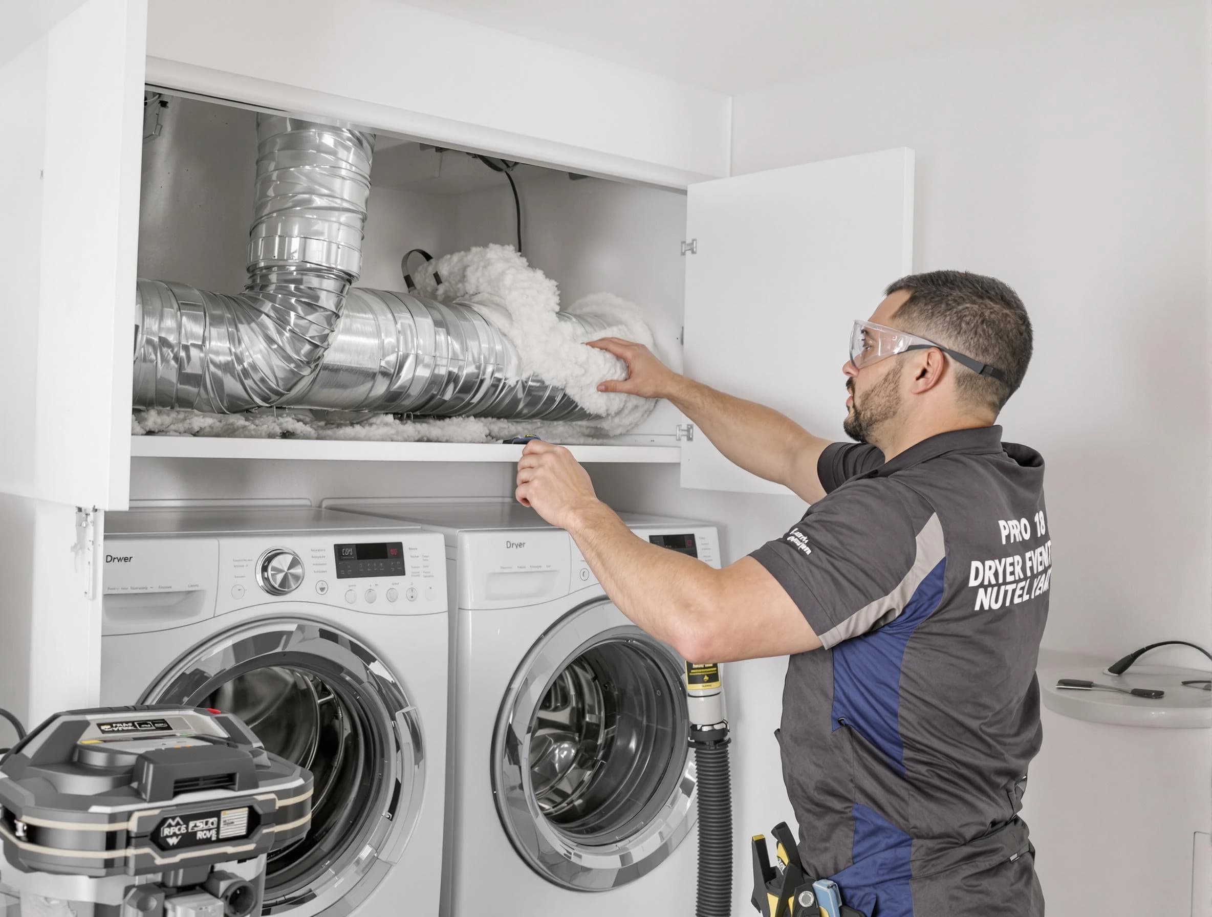 Washington Dryer Vent Cleaning certified technician performing specialized gas dryer vent cleaning in Washington