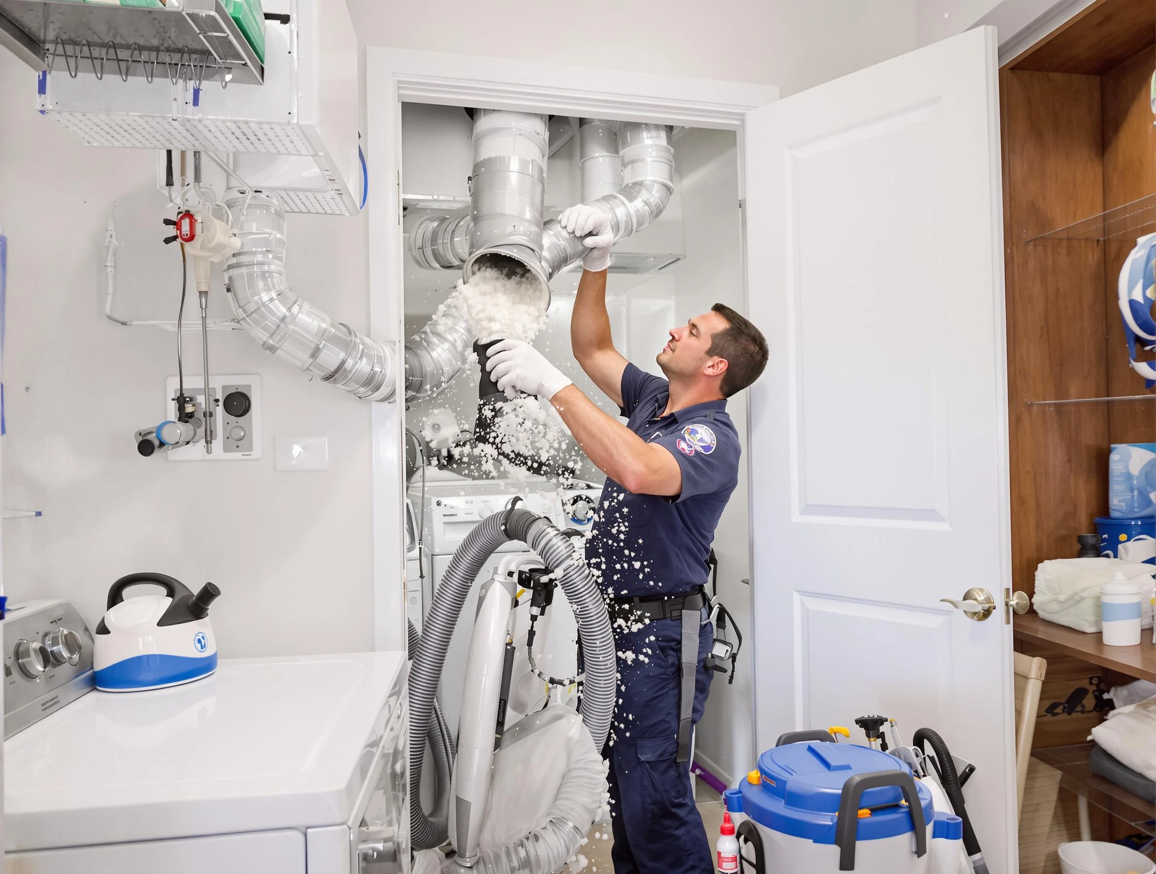 Washington Dryer Vent Cleaning technician delivering thorough residential dryer vent cleaning service in Washington